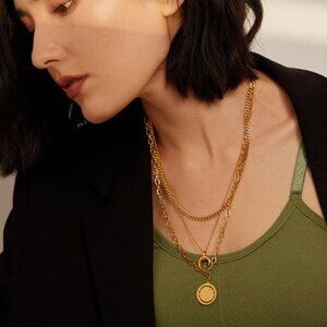 💛Lion Horns gold plated layered necklace